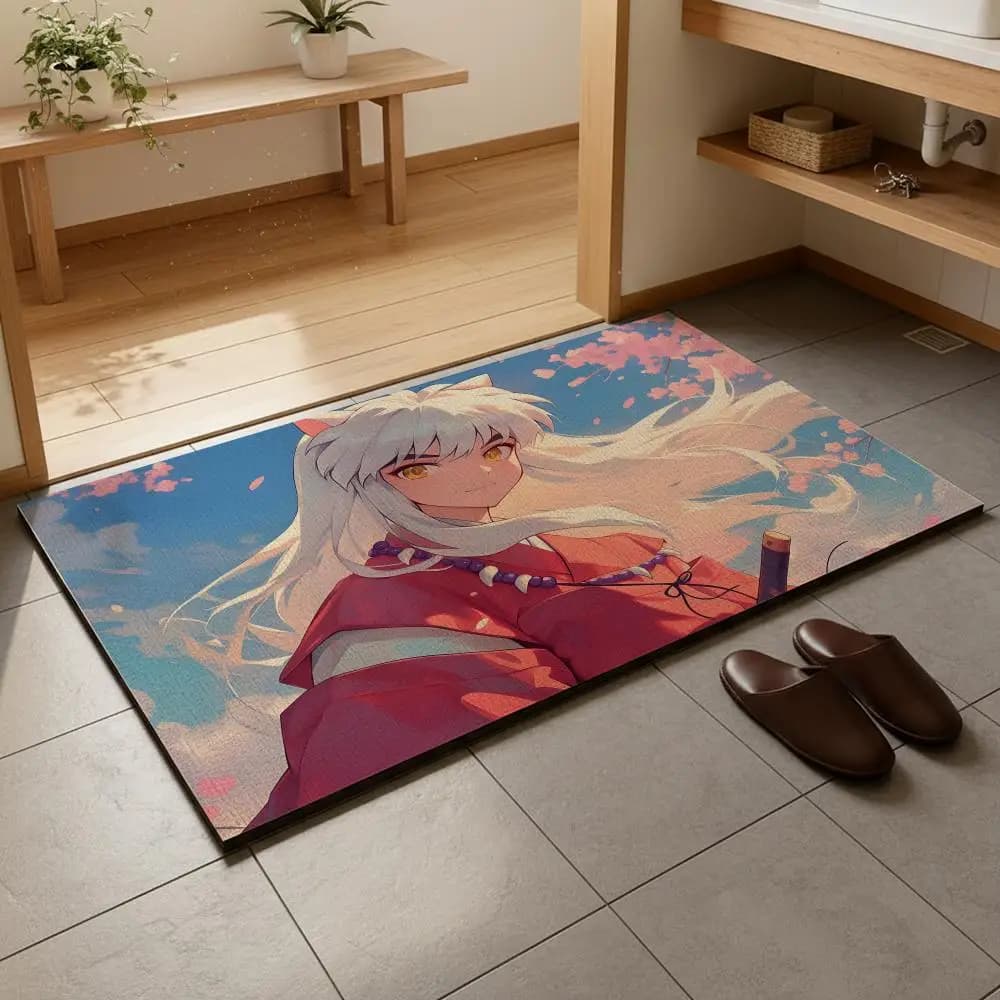 Tappetino da bagno in terra diatomacea, ad asciugatura rapida, assorbente, tappetino per la casa multiuso I-Inuyasha