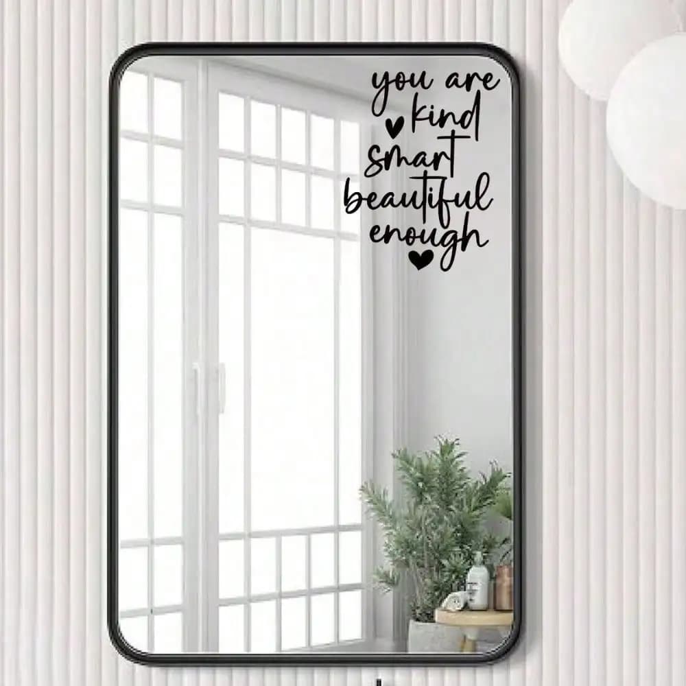 Adesivi Murali Creativi con Frasi in Inglese, Decalcomanie Autoadesive per Specchio e Mobile Bagno, Decorazione Artistica Moderna per Lavabo