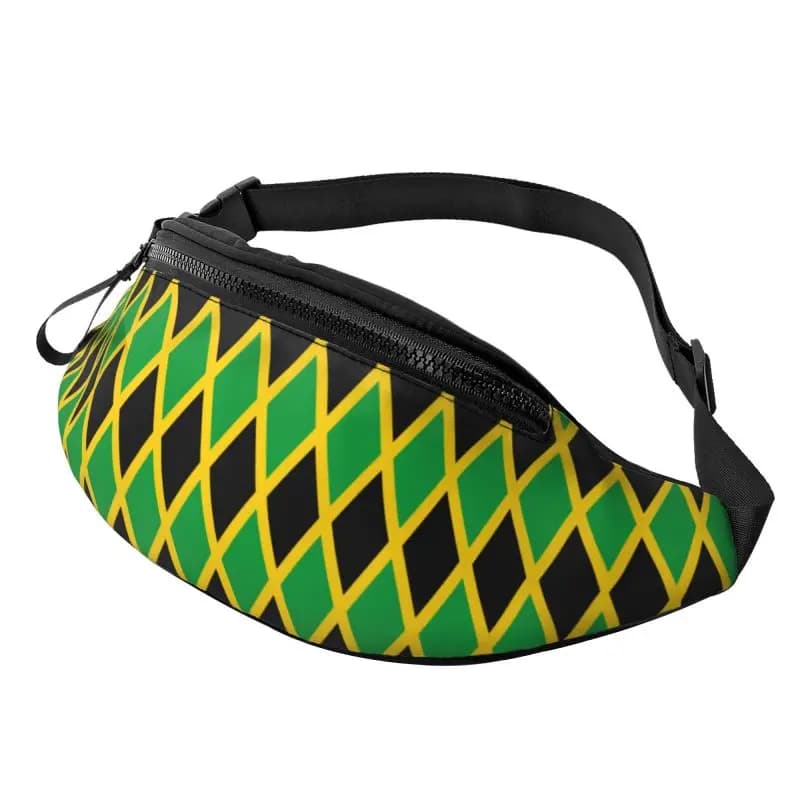 Jamaica flag holder with headphone hole, unisex marsupio, casual pouch, racer, hiking, walking, sport