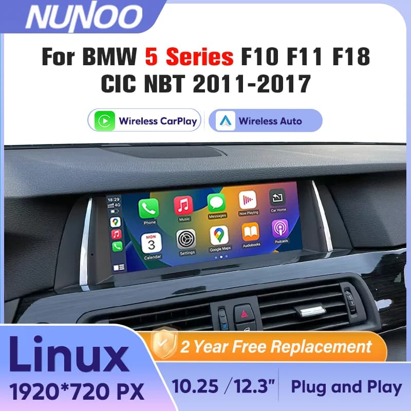Lettore Carplay senza fili per BMW Serie 5 F10 F11 F18 2011-2017 Schermo per auto Stereo Navigazione GPS Auto Radio