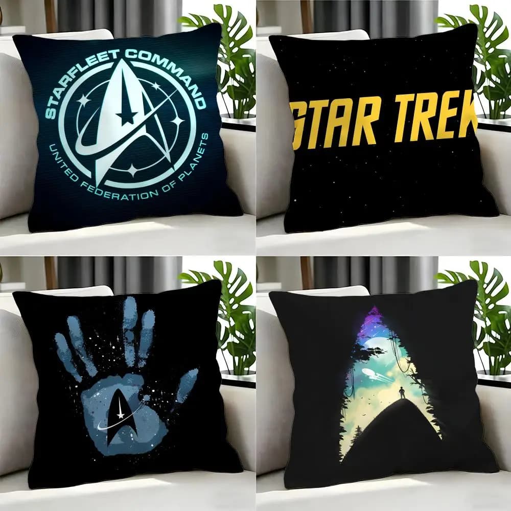 Set di 4 fodere per cuscini a tema Star Trek, 50x50 45x45 40x40, federe decorative per divano e arredamento casa