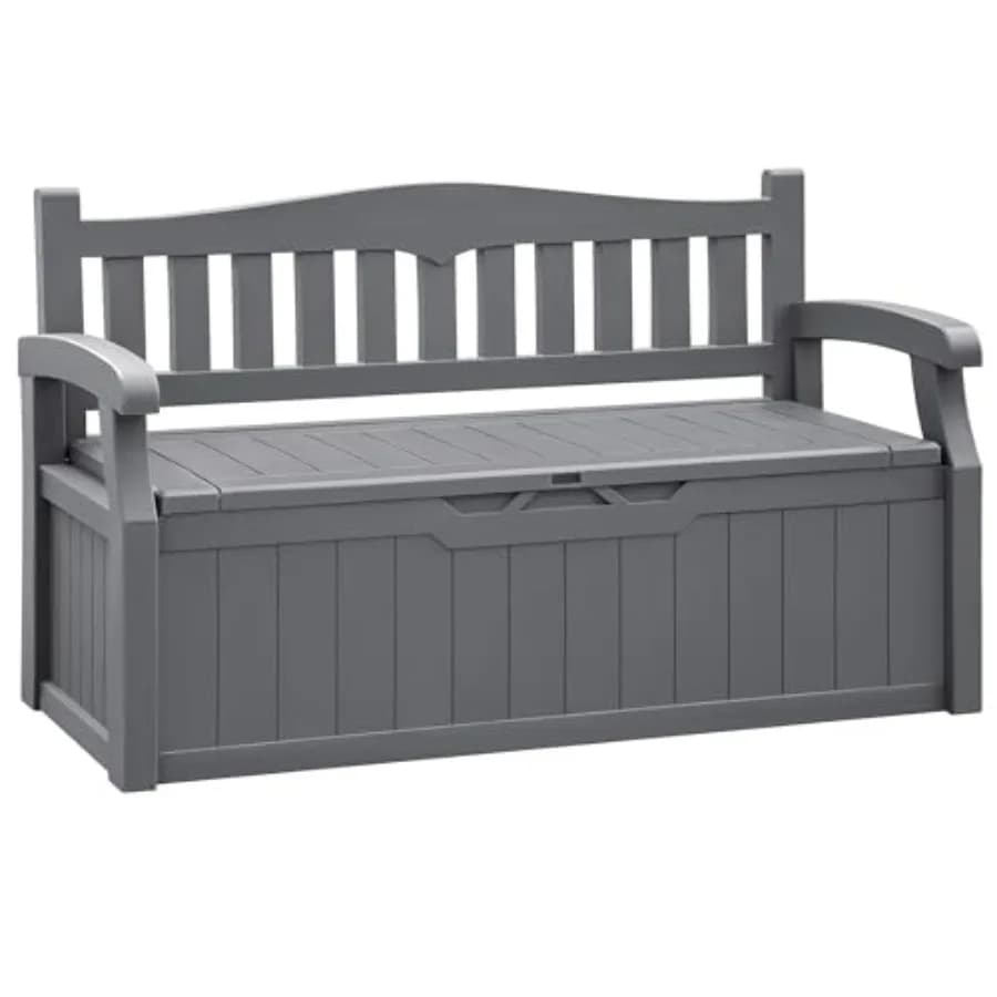 Container bench 80 Gallon for Exterior and Interior, Resistant to All weather conditions, with Seat and Hidden compartment, Box Container Lockable for Garden, Patio, Pools