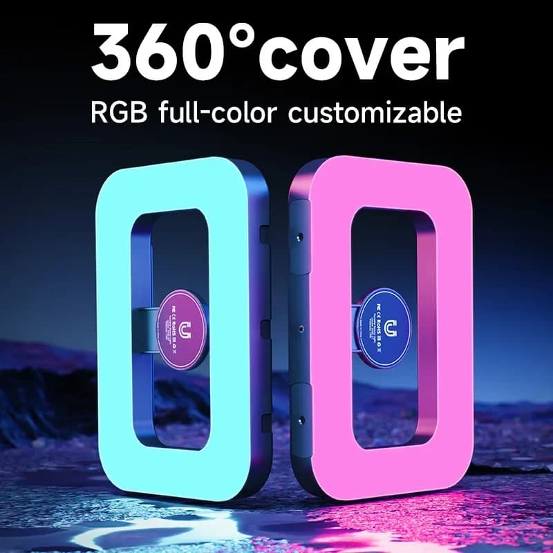 Luce di riempimento circolare portatile, luce fotografica di ricarica per streaming live portatile per telefono cellulare, luce magnetica per selfie con gabbia per conigli