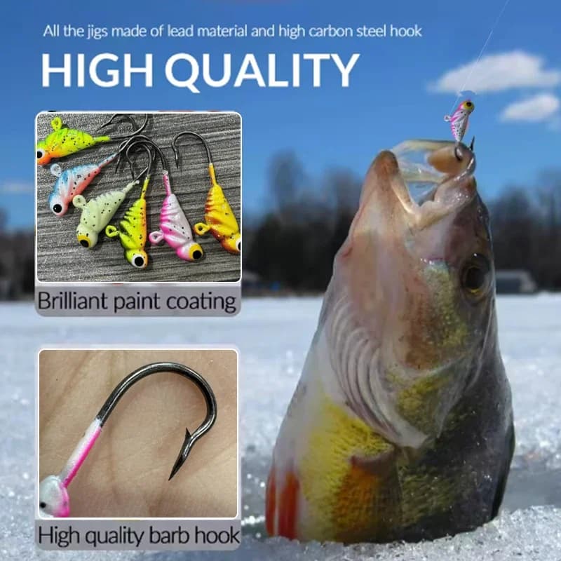 Amo da pesca sul ghiaccio TAKEDO 2G 28MM 10 # Micro Jig Head Ganci Esche da pesca sul ghiaccio Jig Baits Pesca invernale Spigola d'acqua dolce Carpa Trota
