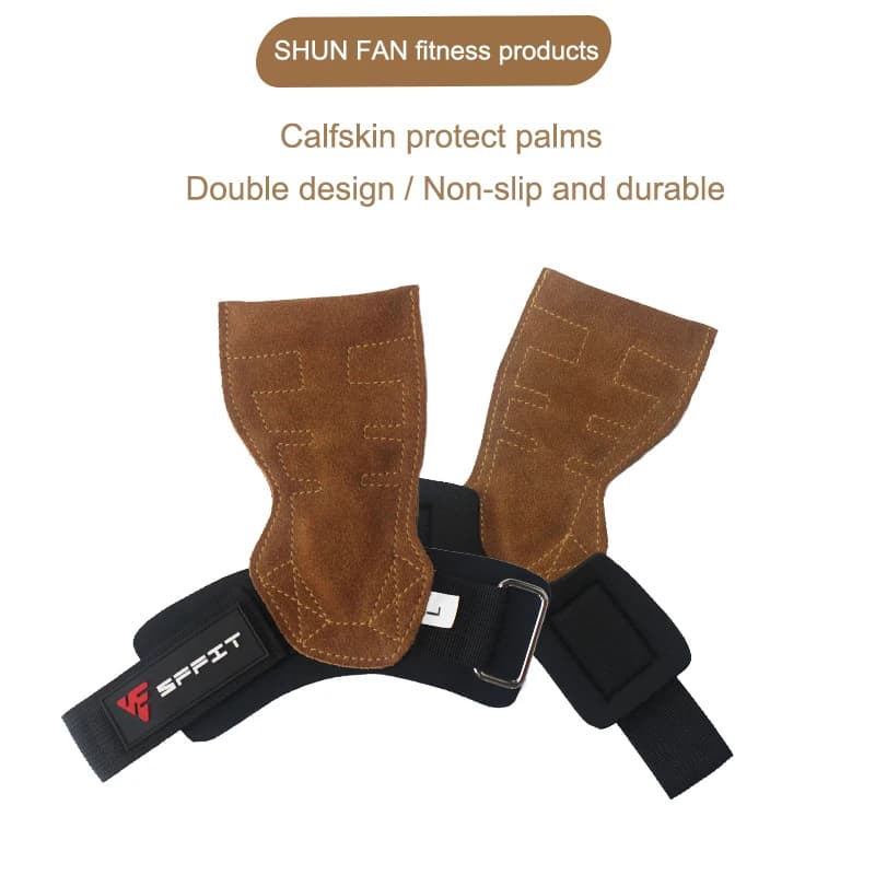 Gym Fitness Gloves for Weightlifting Bovine Leather Bodybuilding Palm Protector Lifting Palm Dumbbell Grips Weight Lifting Pad Sports