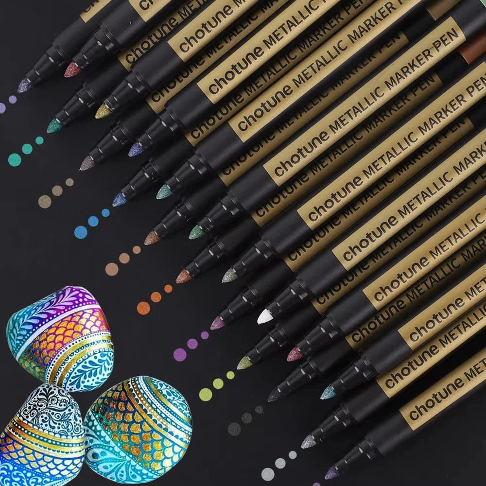 10/20 Color Metallic Markers Pens Medium Tip Paint Markers for Black paper Card Making Easter Egg Rock Painting Scrapbook Crafts