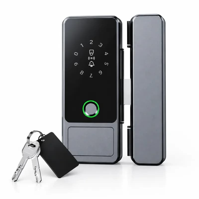 Glass Door Lock Office Fingerprint Electronic Free Opening with Frame Double Opening Access Control Fingerprint Unlocking
