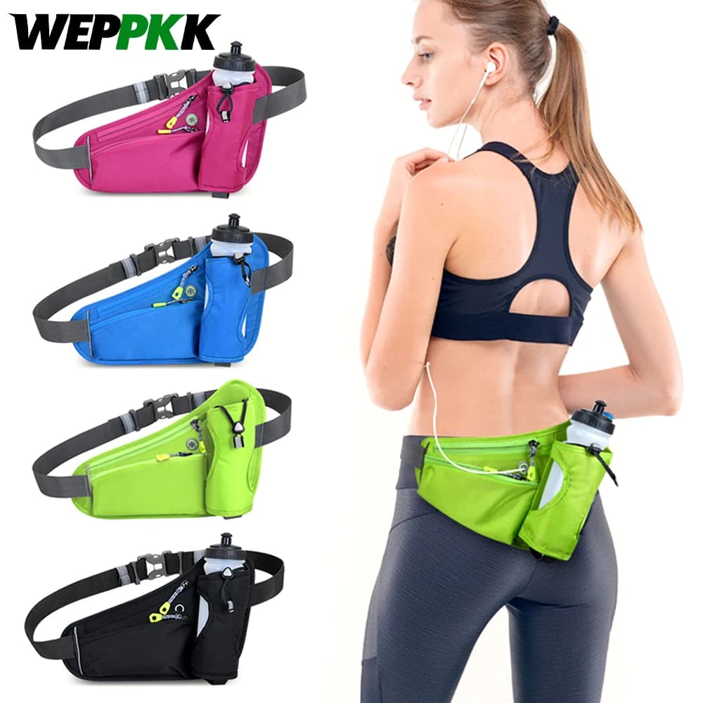 1-piece racing bag with water bottle holder - Adjustable running belt with bottle holder and bag, travel bag
