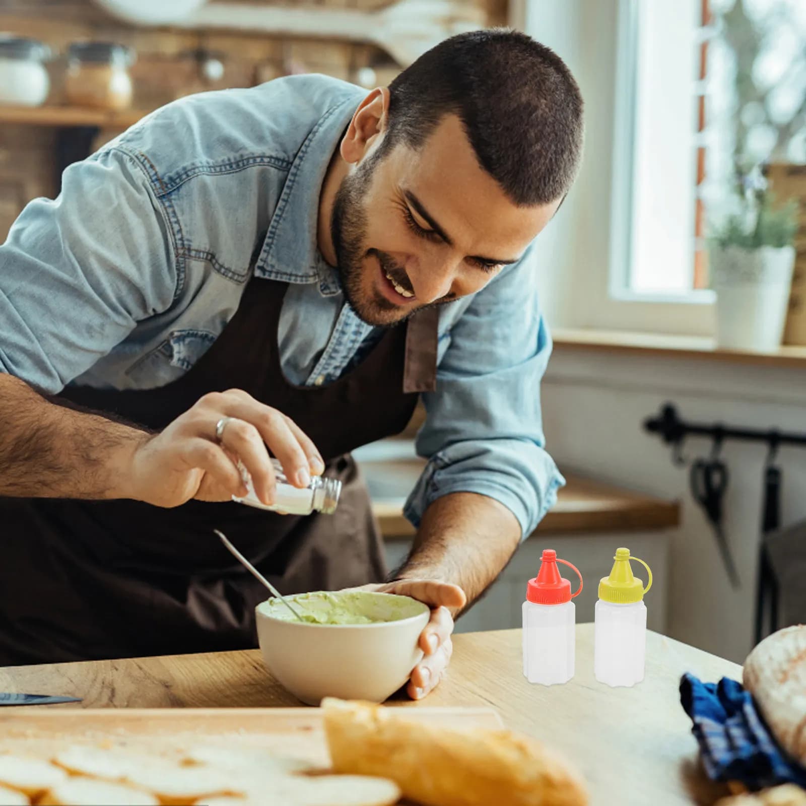 Set di Contenitori per Condimenti Trasparenti, Mini Bottiglie a Spremuta per Salse, Set di Bottiglie per Conservazione di Sale, Pepe e Spezie in Cucina