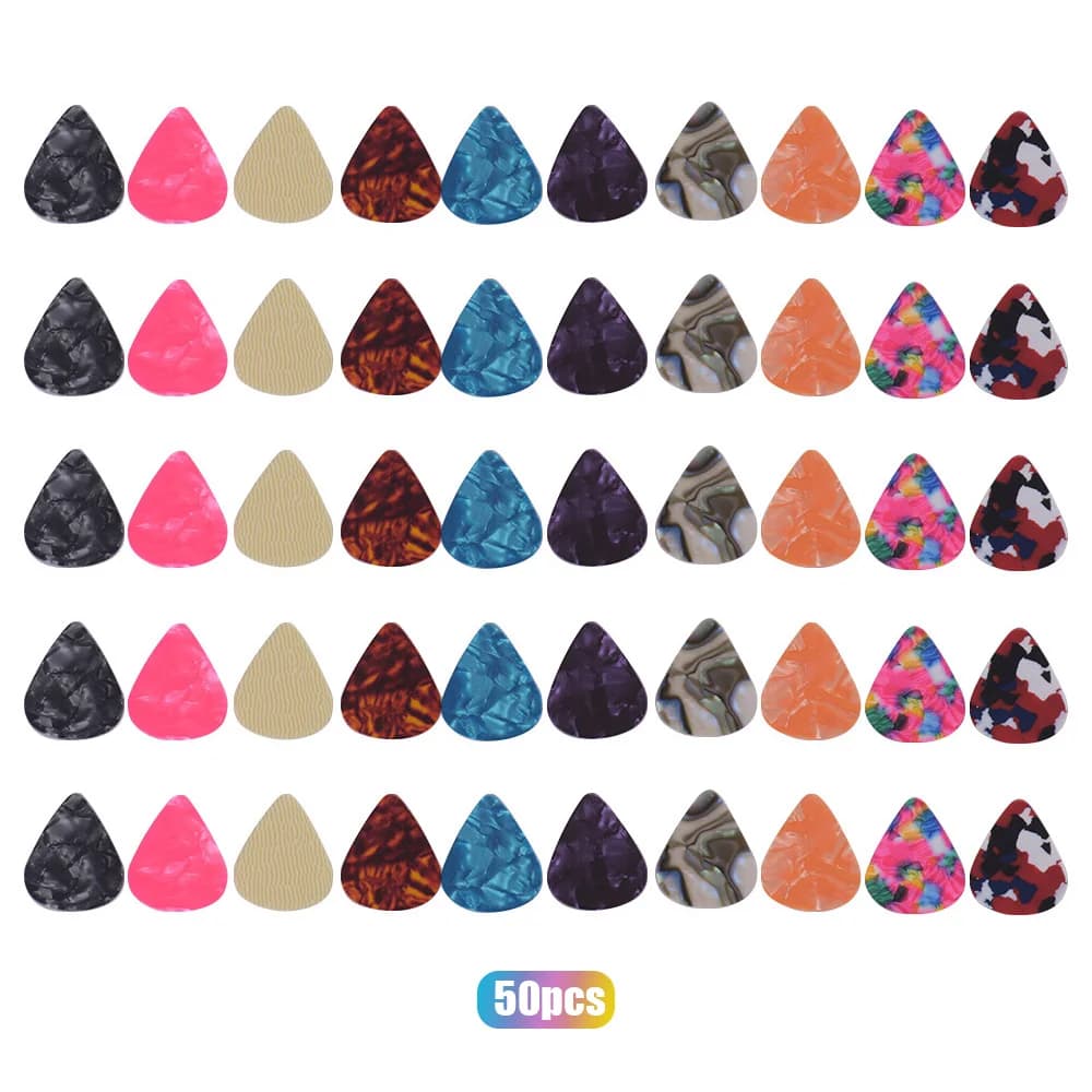 Colorful Celluloid Guitar Picks for Bass Electric Acoustic Guitars (Colors & Thickness 0.46mm/0.71mm/0.96mm Random Delivery)