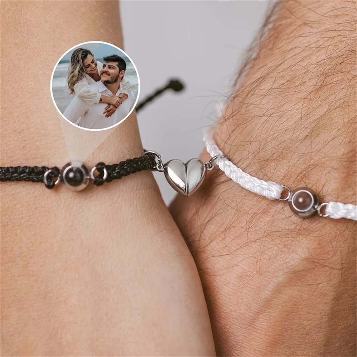 Braccialetto di proiezione di foto personalizzato personalizzato per le donne proiezione regolabile coppia magnetica bracciali gioielli regalo di anniversario