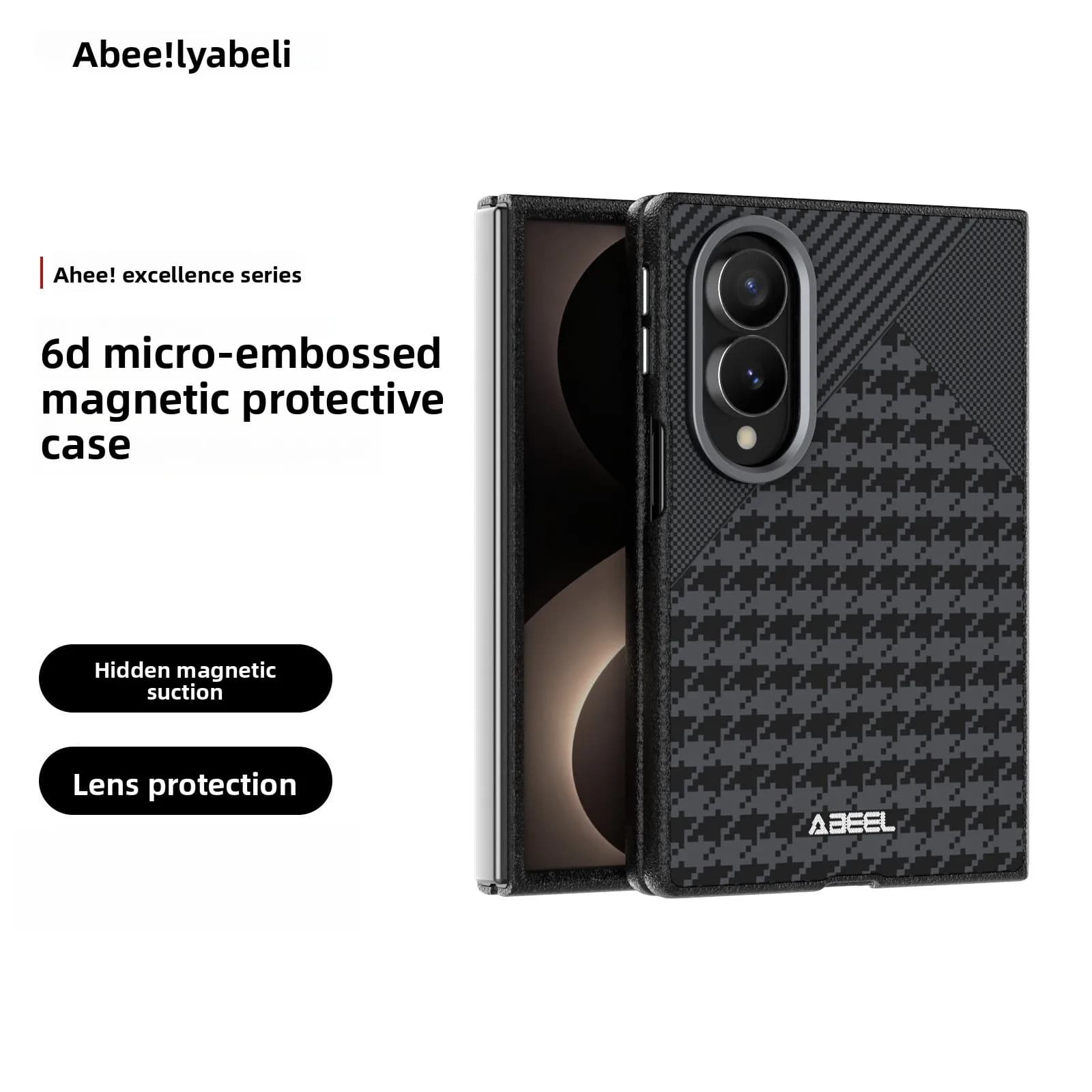 For Samsung Galaxy Z Fold 8 Wide Case Built-in Magnetic Checkered Texture Skin-friendly PU Leather Cover For Samsung Z Fold8