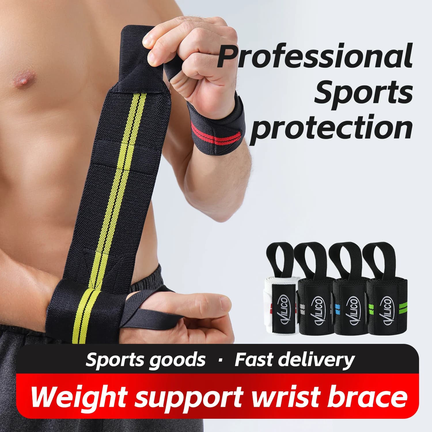 Professional Weight Lifting Wrist Support Brace, Adjustable Sports Wrist Wrap Straps for Gym Workout, Powerlifting, Cross Traini