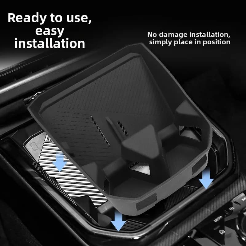 Tappetino Antiscivolo in Silicone Nero per Portabicchieri e Organizer per BMW X3 2025, Inserto per Console Centrale, Accessori Interni Auto