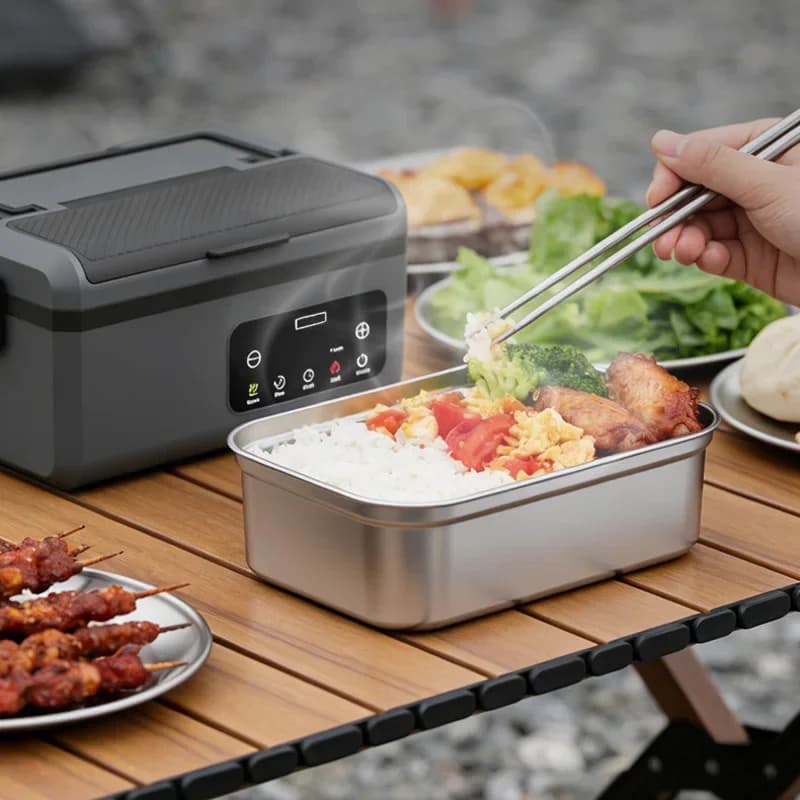 Wireless Lithium-Ion Electric Insulated Lunch Box, 3000mAh Rechargeable Self-Heating Food Warmer, 1.5L Insulated Lunch Box