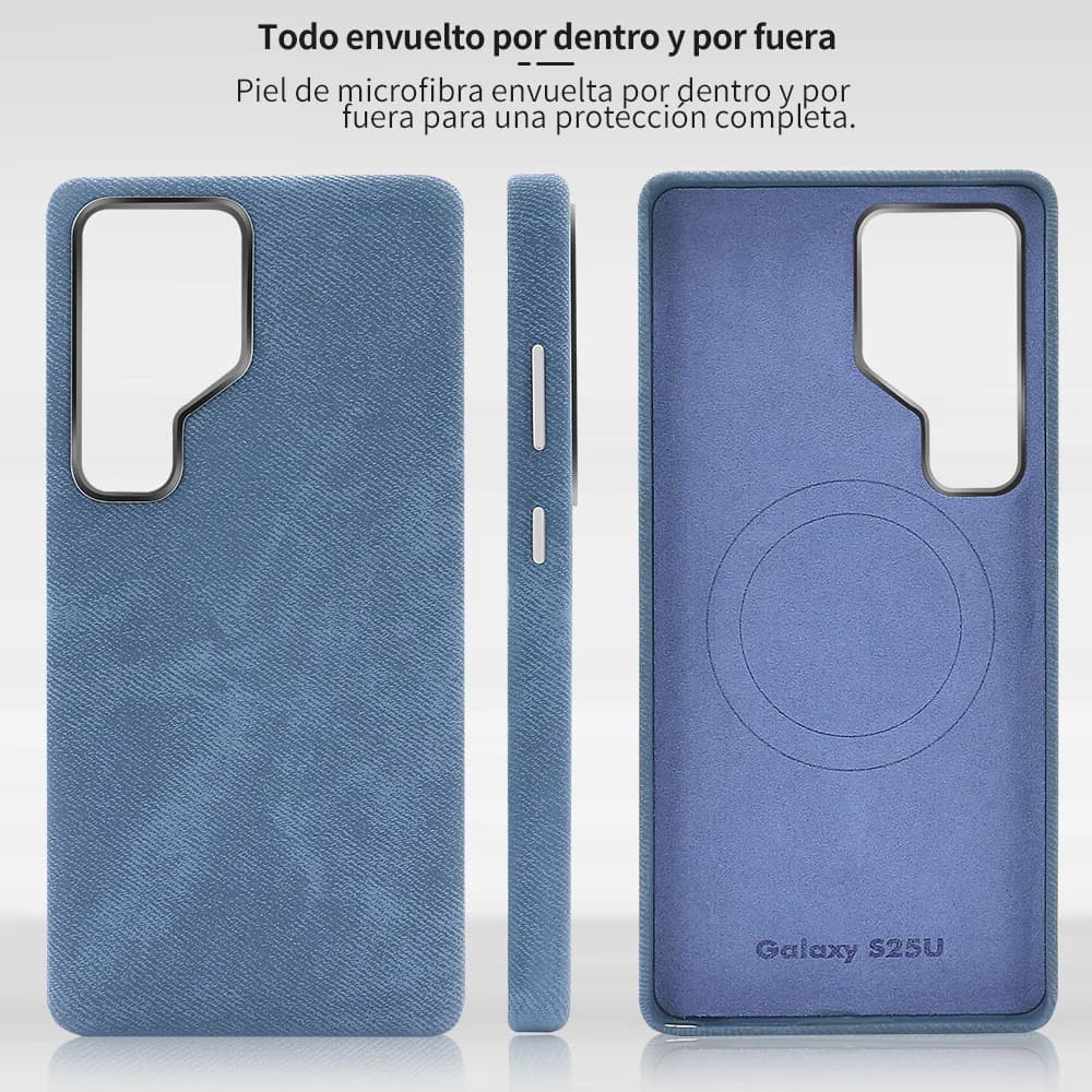 Custodia per cellulare in microfibra Vietao S24U S25U Cover per telefono per Samsung S25 Ultra con ricarica wireless magnetica, obiettivo per fotocamera in metallo