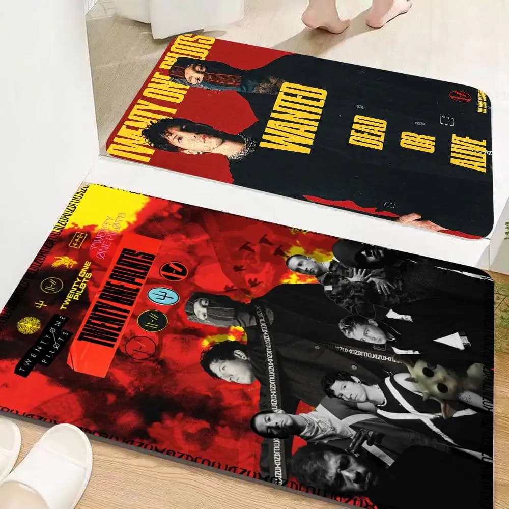 T-Twenty One Pilots Band Tappetino rettangolare antiscivolo per la casa, morbido, per porta d'ingresso, per interni ed esterni, per decorazioni per hotel