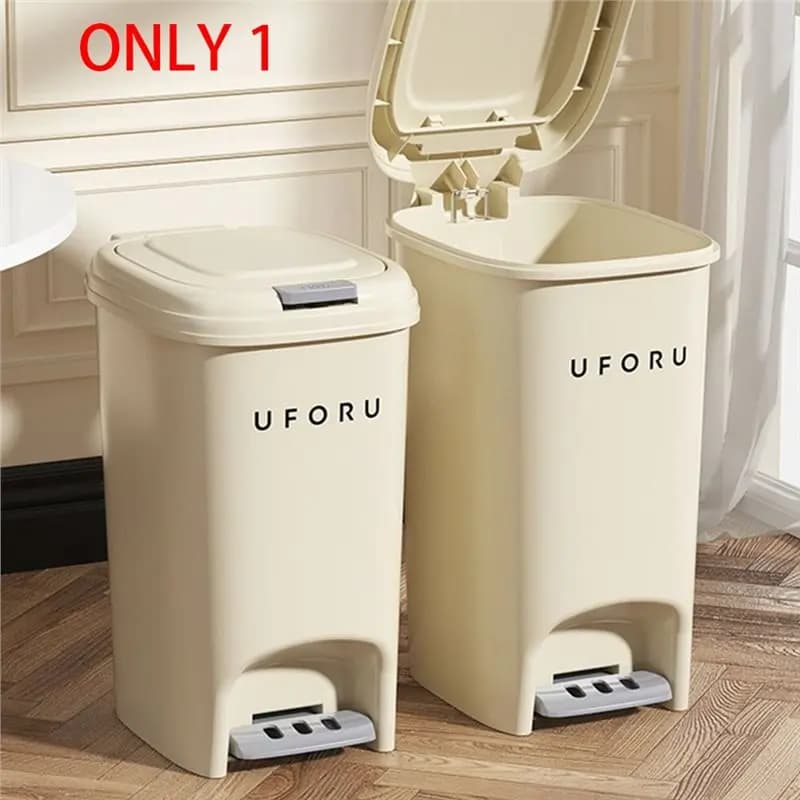 AWAH Cute Style Household Toilet Trash Can With Lid Step-For On Design Waterproof Large Capacity Trash Can