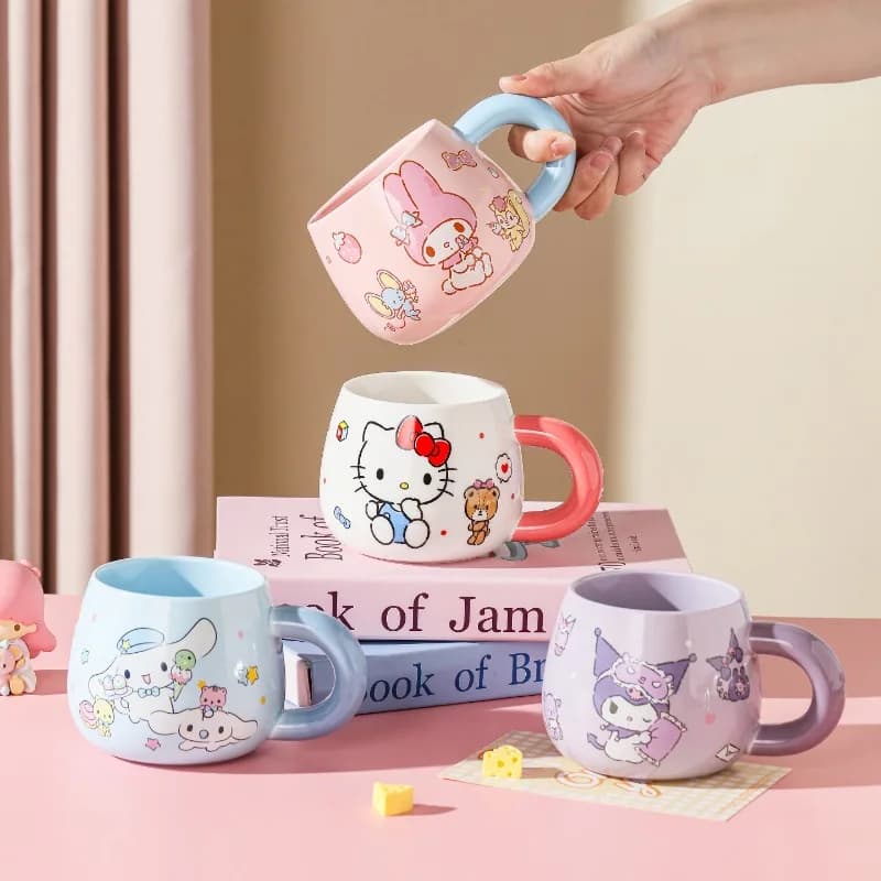 Sanrio Kuromi Ceramic Big Belly Mug Cute Ins Style High Beauty Couples Cup Female Home Coffee Cup Microwave DisinfectionCabinet