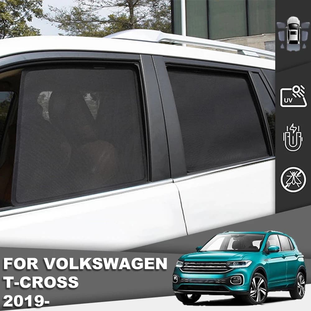 For Volkswagen VW T-CROSS 2018-2024 Magnetic Car Sunshade Visor Front Windshield Curtain Rear Side Baby Window Mesh Sun Shade