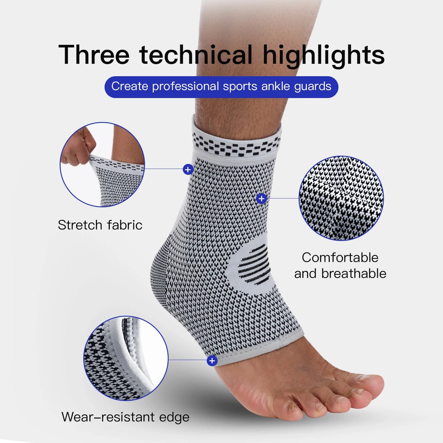 Supporto per Caviglia, Fascia Elastica Protettiva, Accessorio per Fitness, Sport, Palestra e Badminton