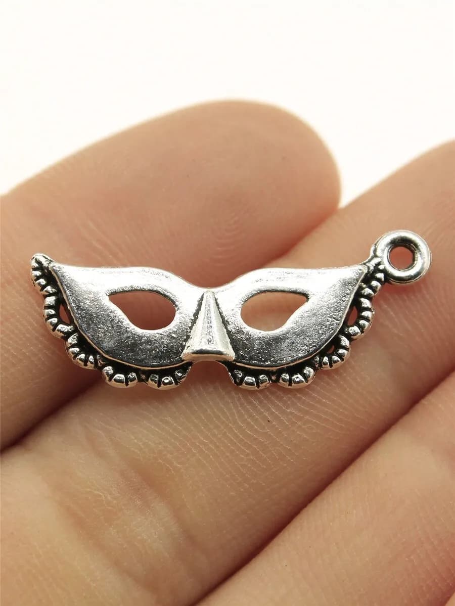 Ciondolo a forma di maschera da masquerata 31x12mm per gioielli fai da te, orecchini, collane, bracciali, portachiavi