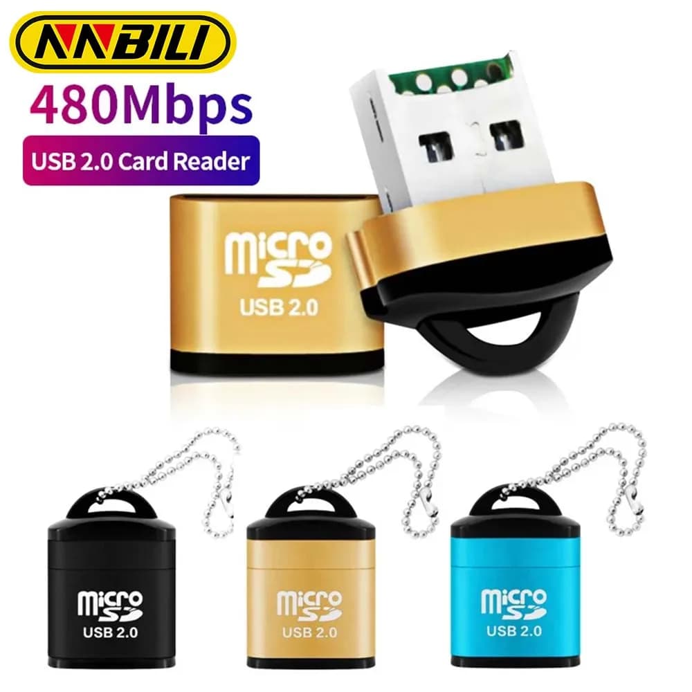 NNBILI Mini USB Micro SD Lettore di schede TF USB 2.0 Lettore di schede di memoria per telefono cellulare Adattatore USB ad alta velocità per accessori per laptop