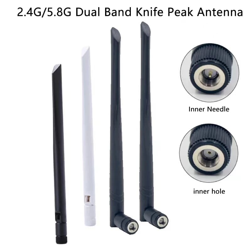 2Pcs 2.4G/5.8G Dual Band WiFi Antenna RP-SMA SMA Interface Foldable Strong Signal Waterproof Design High Gain Rubber Rod Antenna