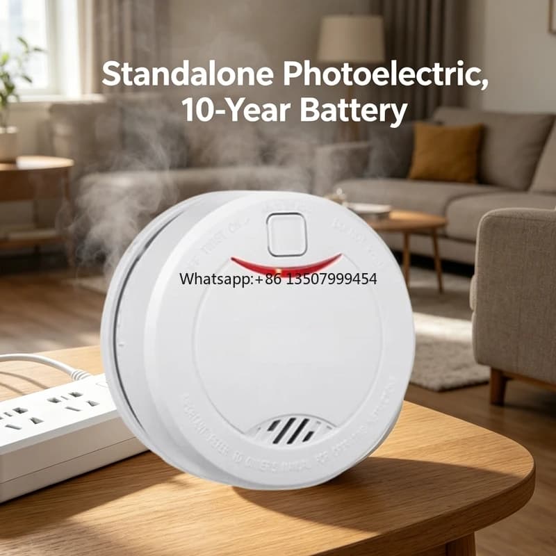 Rilevatore di Fumo Autonomo con Batteria da 10 Anni, Sensore Fotoelettrico, Allarme Antincendio
