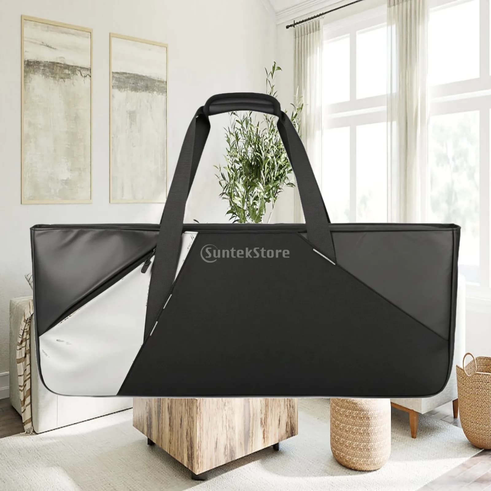 Racket Bag with Zippered Compartment Rectangular Sports Carry Bag with Shoulder Strap Long Portable for Gym Goers, Tennis Court