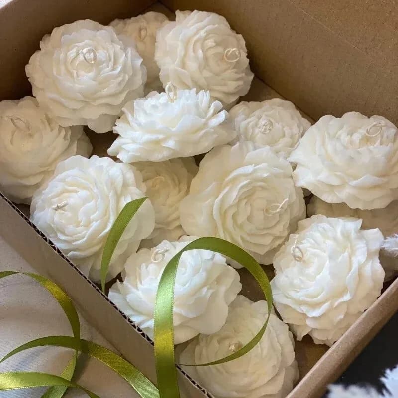 Set di 3 Stampi in Silicone 3D a Forma di Peonia per Candele, Sapone, Resina, Gesso, Decorazioni per la Casa, Cioccolato, Torte e Ghiaccio