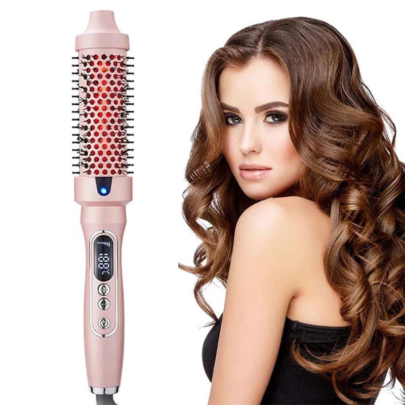 Spazzola Asciugacapelli Rotante Elettrica con Aria Calda e LED, Piastra Termica per Capelli per Uso Domestico