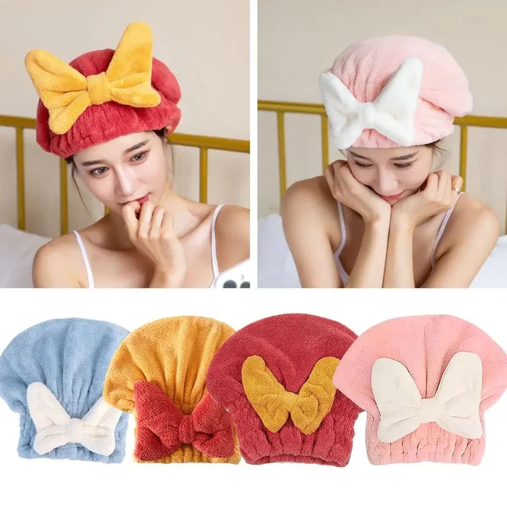 Microfiber Dry Hair Hat Quick Drying Bathroom Towel Spa Bowknot Envelope Towel Shower Head for Women Bathroom Accessories