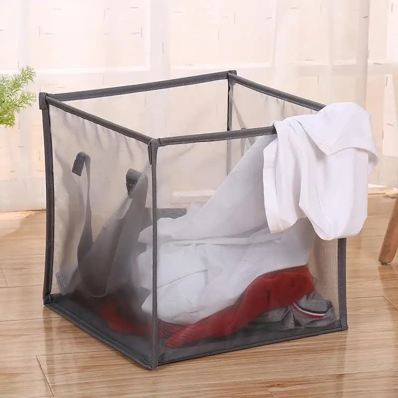 Nordic Style Breathable Dirty Clothes Basket Mesh Net Bag Perspective Storage Basket Multi-Color Laundry Hamper