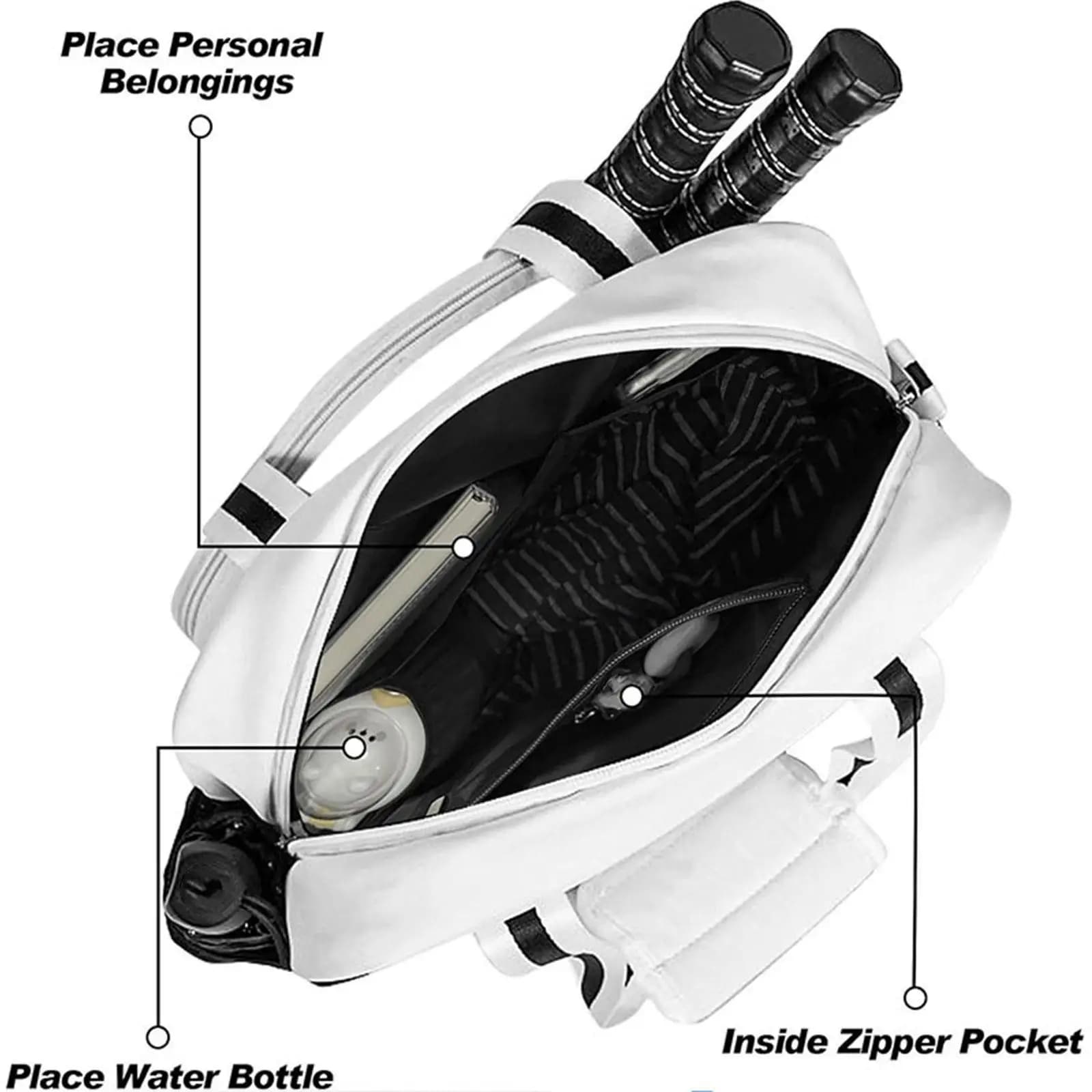 Multifunction Pickleball Bag for Sports Rackets, for Men and Women, with Removable and Adjustable Shoulder Strap, Tennis Rack Bag, Pickleball Tote Bag
