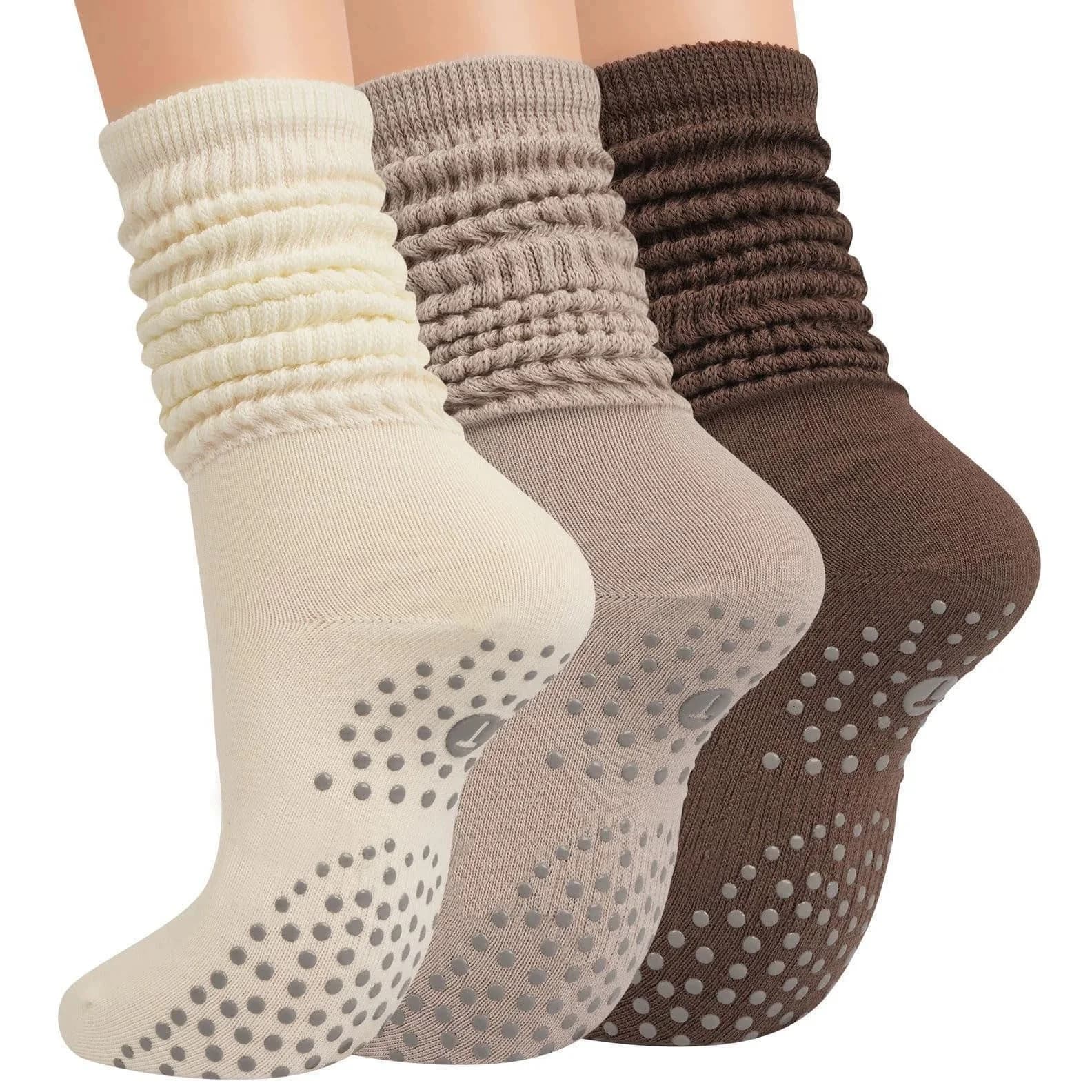 1 pair of women's socks for pilates, anti-slip, silicone, breathable, double bar, medium socks, for fitness, dance, exercise, yoga