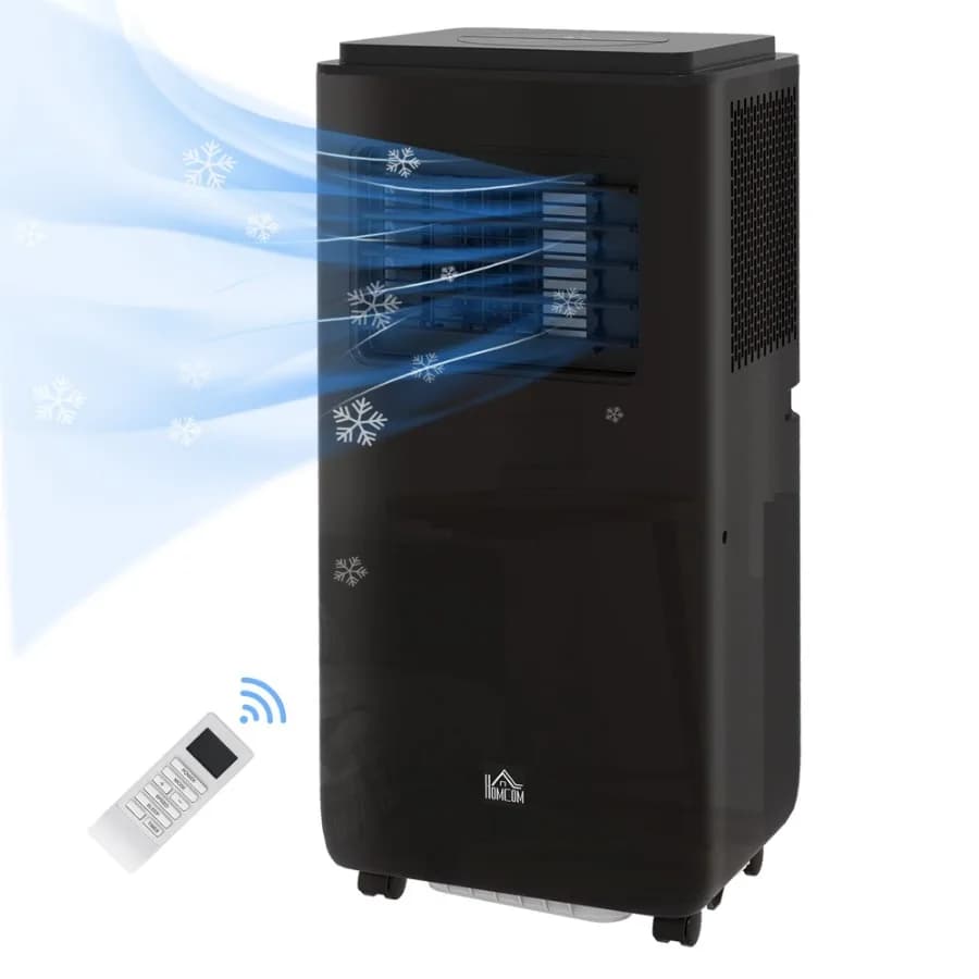 Condizionatore d'aria mobile da 8.000 BTU per 345 mq Ventilatore Deumidificatore Ft. con Spegnimento Automatico e Timer On/Off 24H, Kit per Finestra, Nero