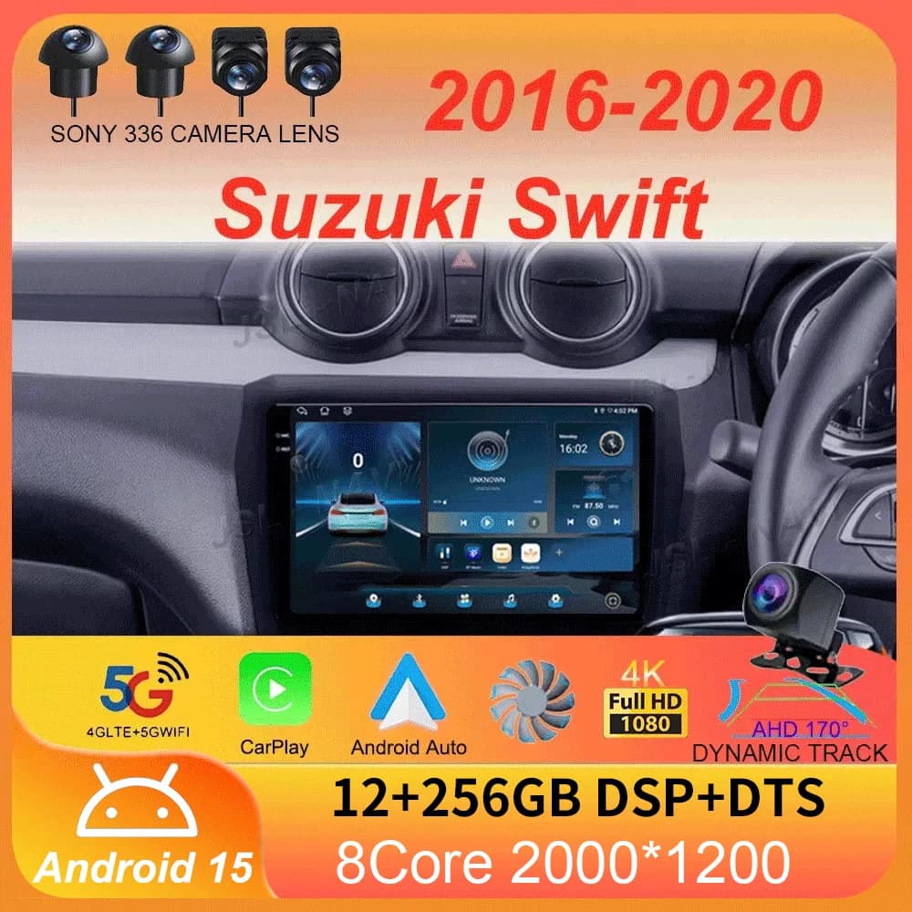 Autoradio Android 15 Carplay Auto 2K Schermo Lettore Multimediale Per Suzuki Swift 2016 - 2020 Autoradio GPS Stereo 2din Unità Principale