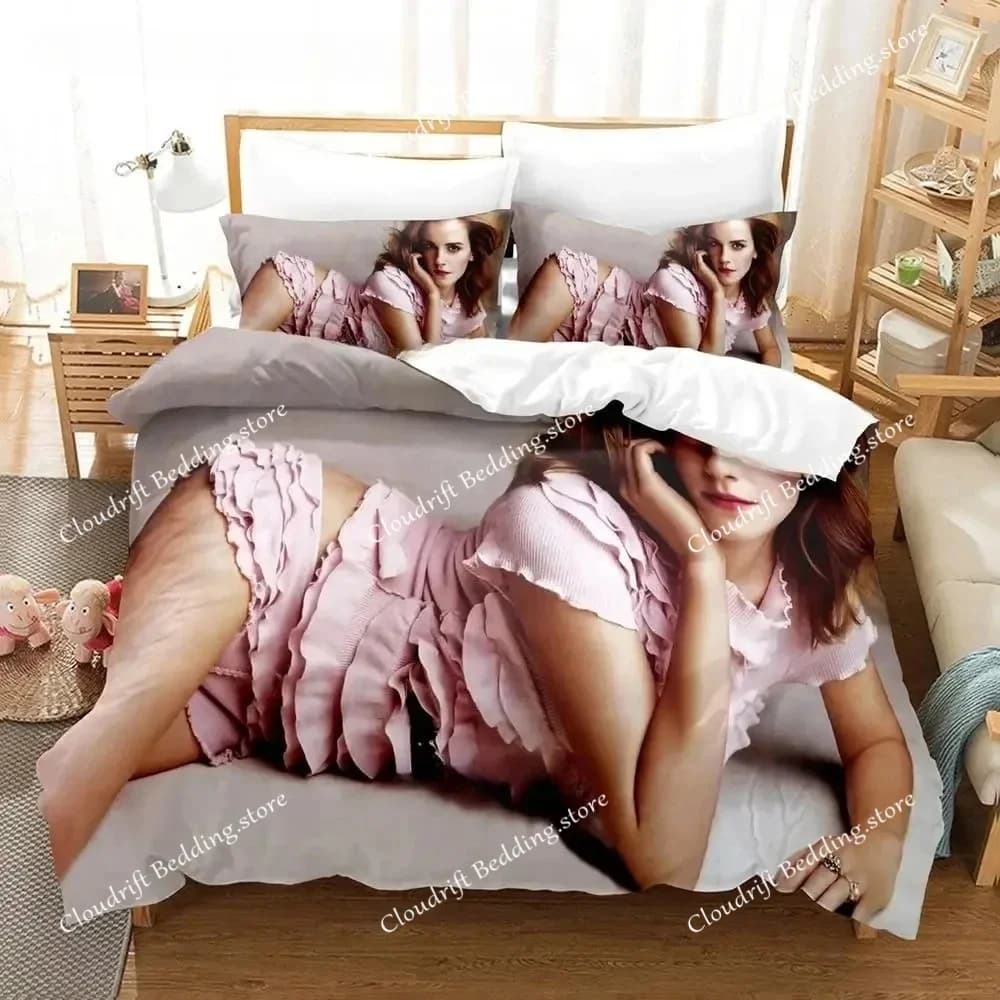 New Emma Watson Bedding Set Single Twin Full Queen King Size Bed Set Adult Boys Bedroom Duvet cover Sets 3D Print
