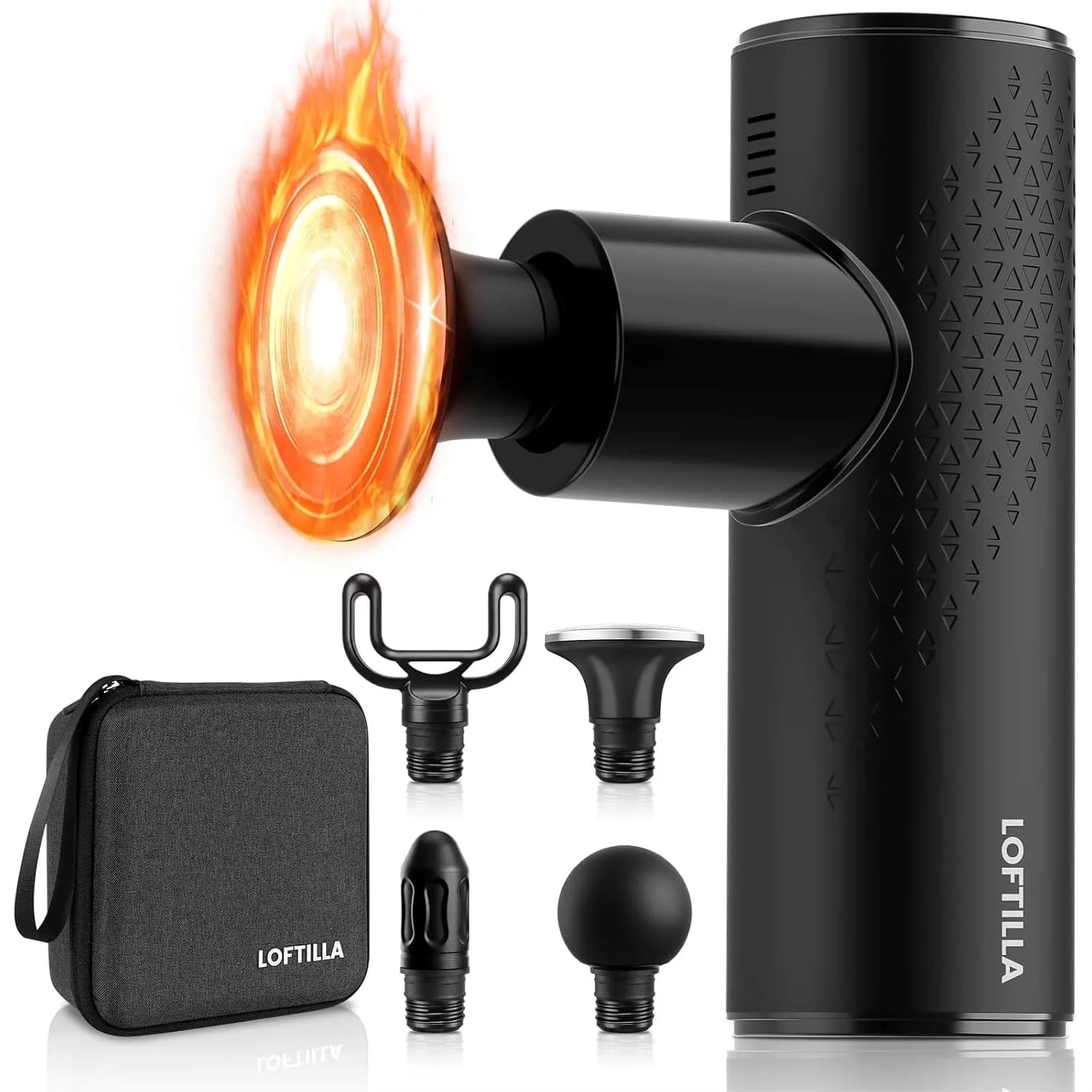 Mini Massage Gun with Heat - Portable Deep Tissue Percussion Massager for Muscle Relaxation, 4 Heads, Gift for Men Women