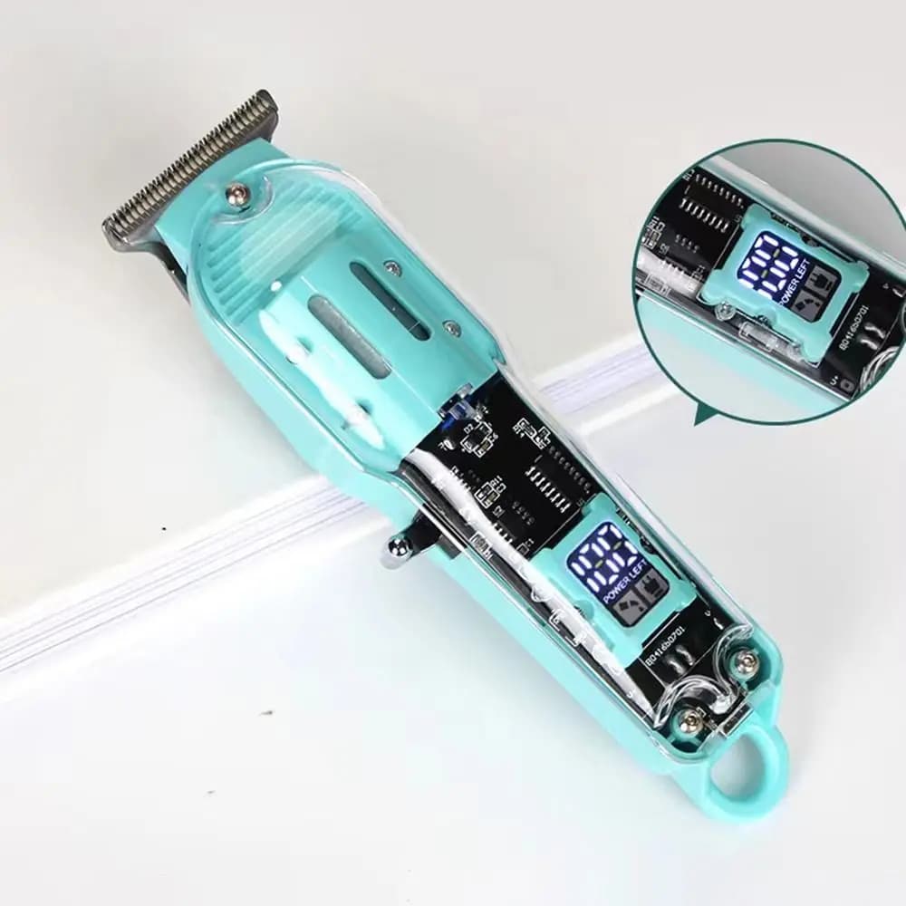 Tagliacapelli Elettrico Ricaricabile USB con Copertura Trasparente, Display LCD, Impermeabile, Senza Fili, Rasoio e Regolabarba