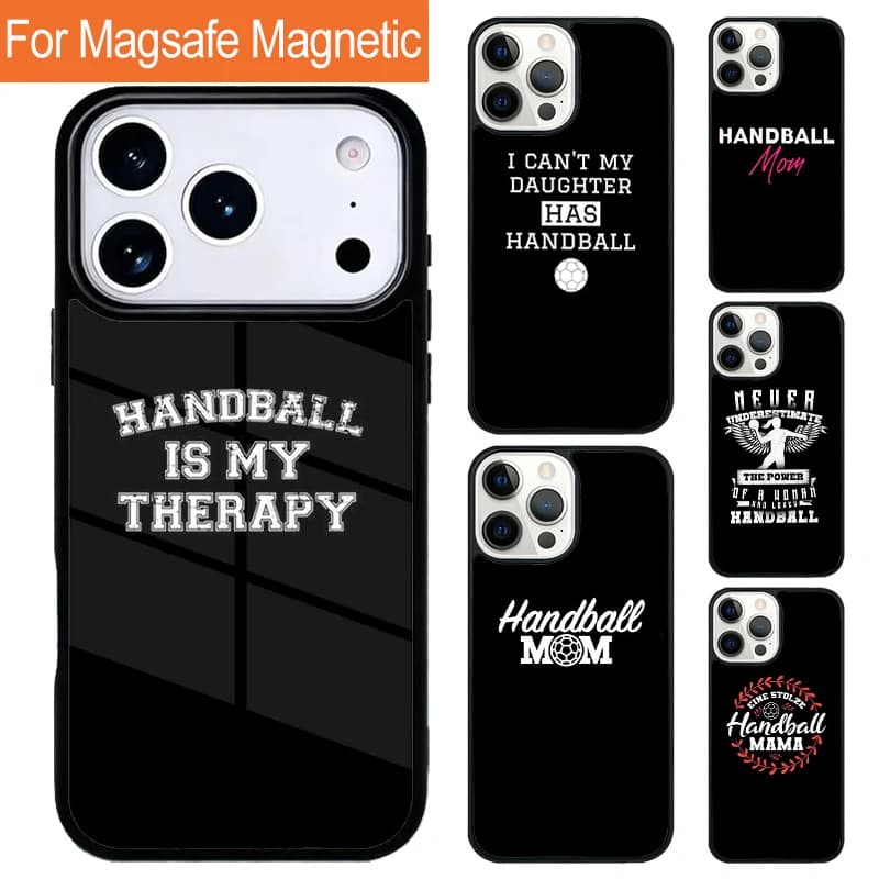 Custodia Magnetica per Telefono con Design Mamma Giocatrice di Pallamano per iPhone 17 Pro 16 15 13 12 11 Pro Max 14 Plus con Cover Magsafe