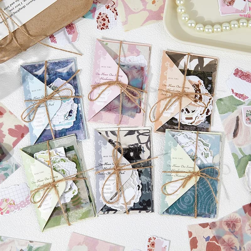TIANZI 40pcs Vintage Scrapbook Paper Combo Kit for DIY Junk Journal Collage Photo Album Retro Background Decor Materials