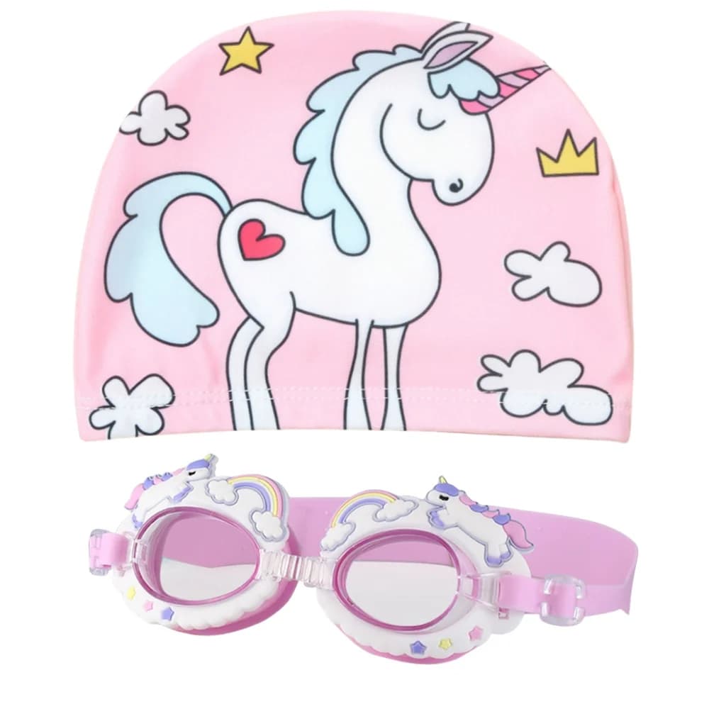 Animated children's swimwear, waterproof, anti-fog, for boys and girls, swimming headphone sets, underwater equipment