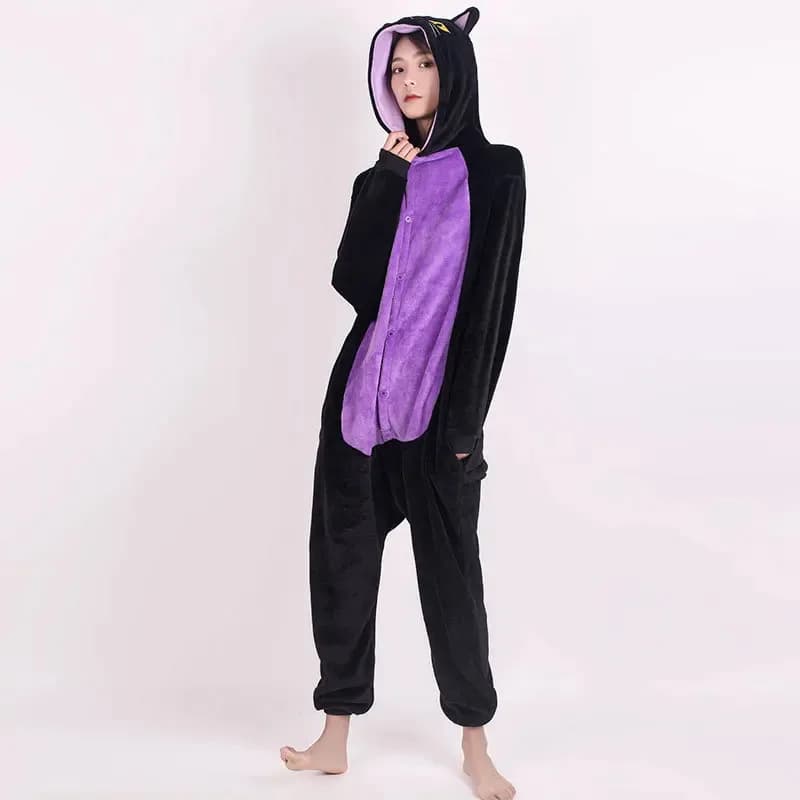 lHalloween Cosplayl Nuovo Gatto Nero Kigurumi Tutina Animale Costume di Halloween Inverno Flanella Peluche Pigiama intero Cosplay Jumpsu