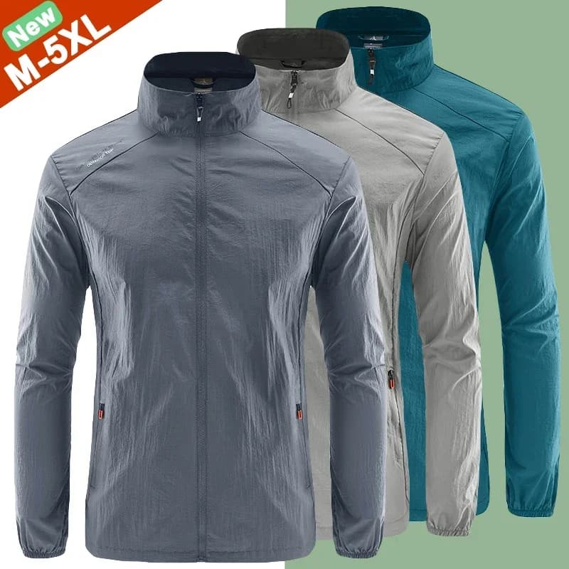 Giacca Protettiva UPF50+ Anti-UV per Uomo, Taglie Grandi fino a 8XL 7XL 6XL, Giacca Leggera Estiva Antivento Riflettente con Protezione UV
