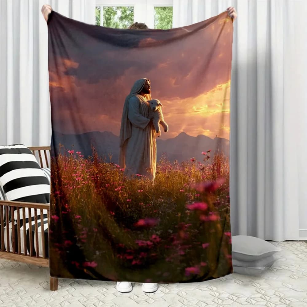 Abito bianco con tema religioso Coperta stampata in flanella adatta a tutte le stagioni adatta per divano da ufficio e viaggi