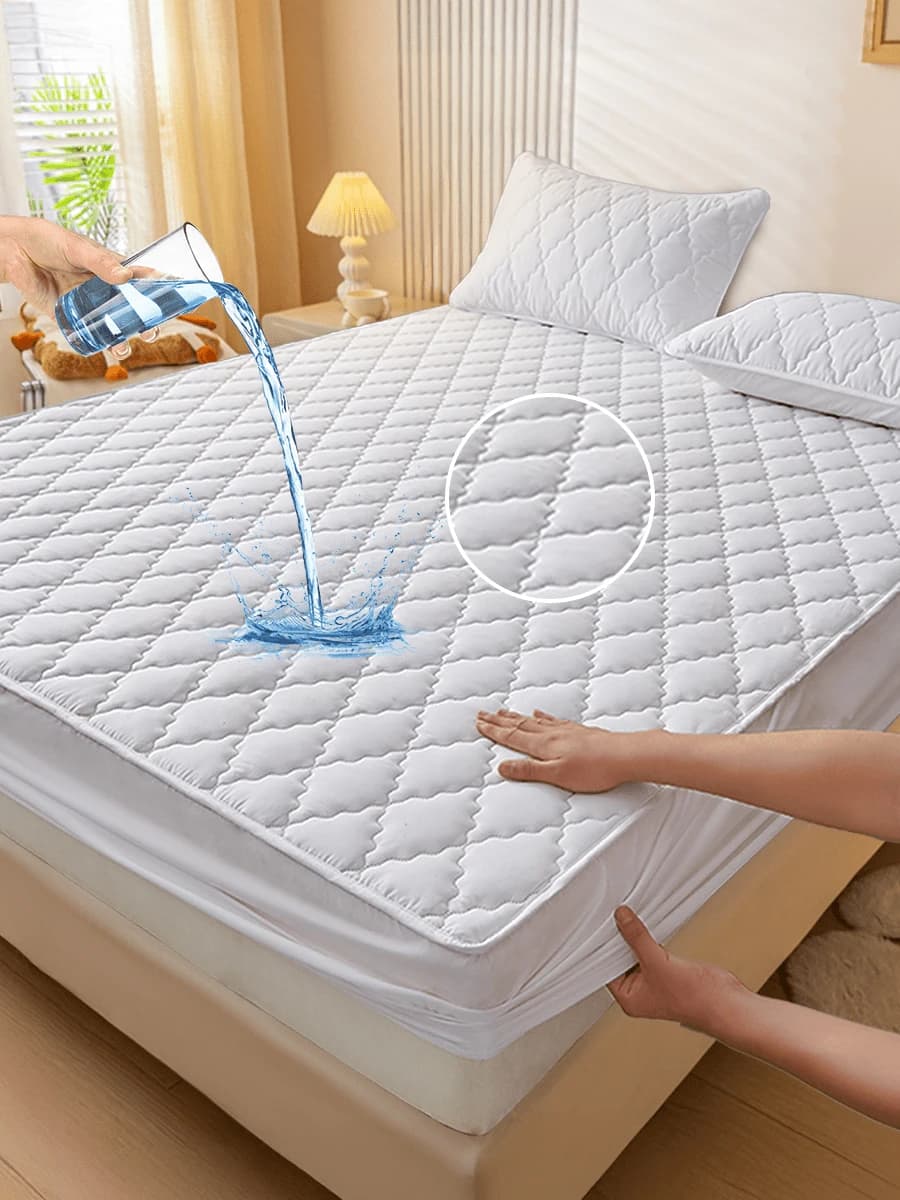Diamond Grid Fitted Bed Sheet, 30cm Deep, 153×203cm (60.24×79.92 inch), 7 Colors | Waterproof, Soft, Breathable, Wrinkle-Resistant, Snug Fit, Bedroom Bedding