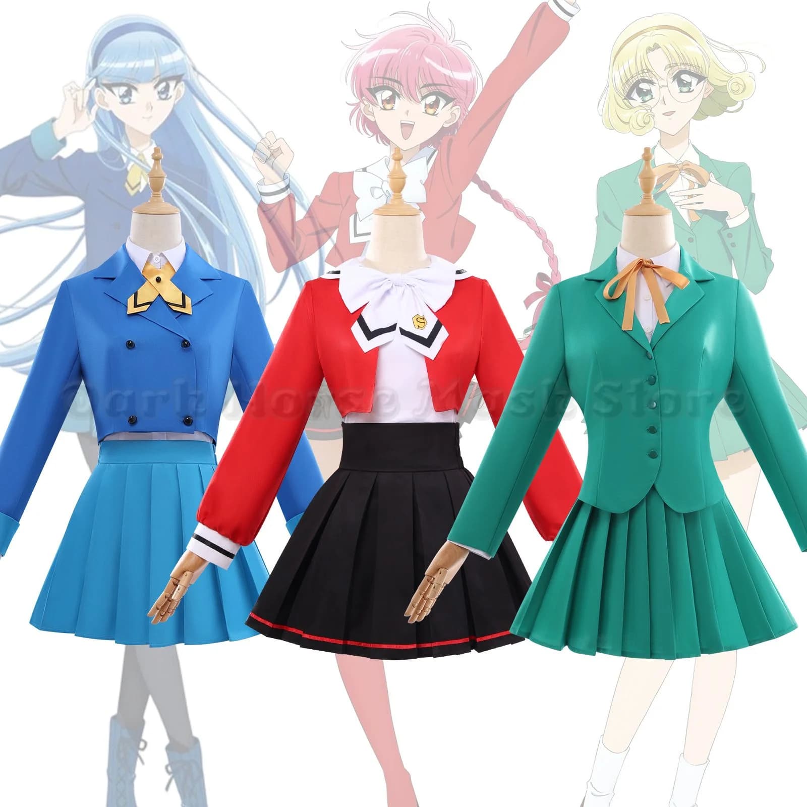 Anime Knight Rayearth Shidou Hikaru Hououji Fuu Ryuuzaki Umi School Uniform Cosplay Costume Halloween Christmas Party Outfit