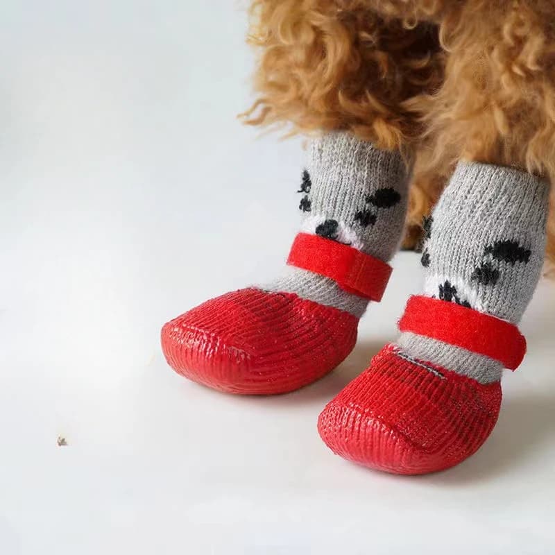 Calzini Impermeabili per Animali Domestici, Scarpe Antiscivolo in Silicone per Cani e Gatti, Resistenti all'Usura, per Sport all'Aperto, con Protezione dal Freddo
